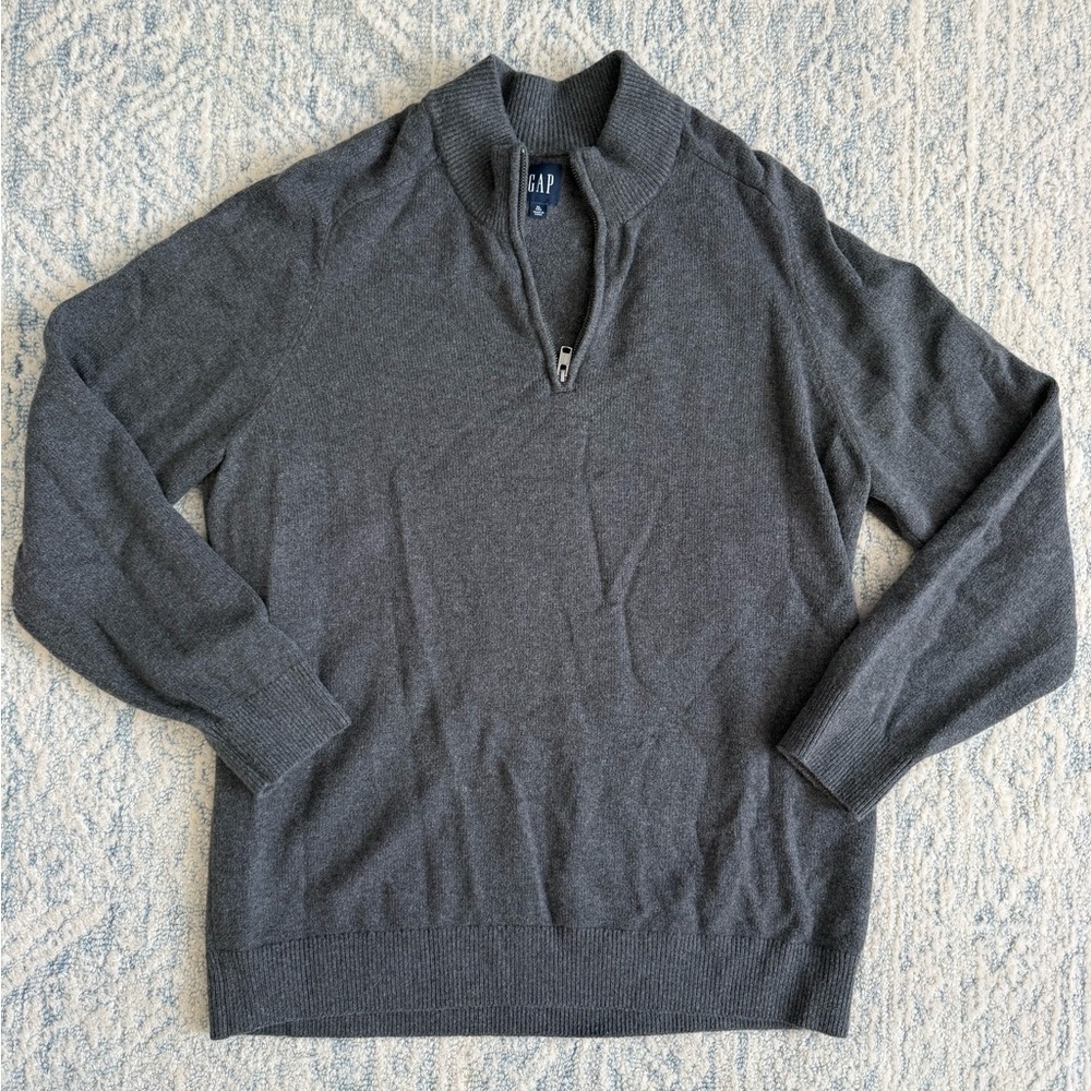 GAP Men's Gray Charcoal Quarter-Zip Sweater